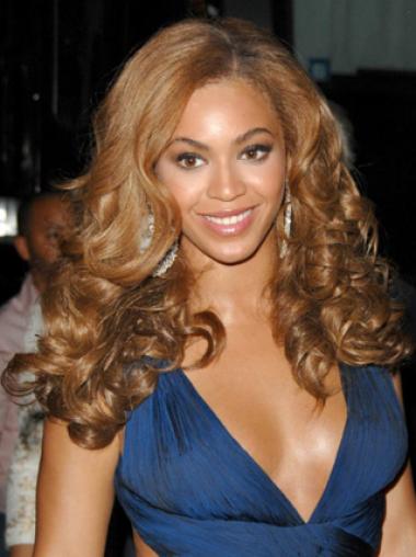 Luonnollinen 22" Ruskea Ilman Otsatukkaa Lace Front Laineikas Beyonce Peruukit