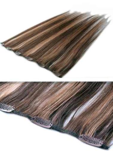 Ruskea Remy-Hiusta Suora Kampaukset Clip On Hiustenpidennykset