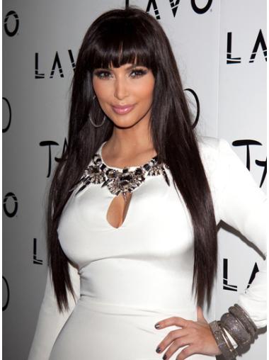 Otsatukka Suora Lace Front Synteettistä 26" Upea Kim Kardashian Peruukit