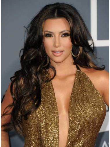 Kerrostettu Kiharat Lace Front Remy-Hiusta 24" Alennus Kim Kardashian Peruukit