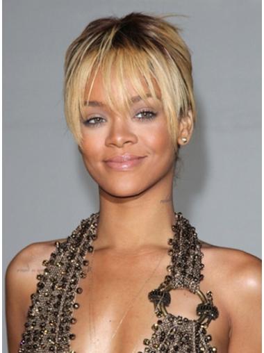Synteettistä 6" Vaalea Mukava Leukapituinen Suora Rihanna Peruukit