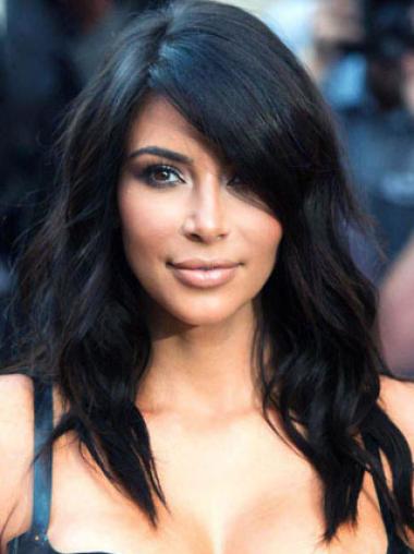 Ilman Otsatukkaa Laineikas Konetyötä Remy-Hiusta 16" Korkealaatuinen Kim Kardashian Peruukit