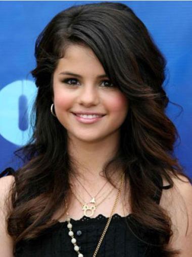 Remy-Hiusta 20" Musta Sulavalinjainen Pitkät Laineikas Selena Gomez Peruukit