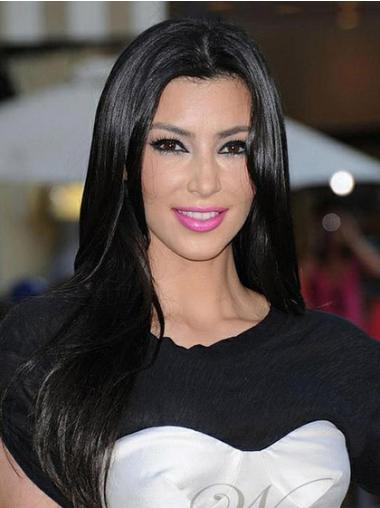Pitkät Täydellinen 20" Ilman Otsatukkaa Monofilament Kim Kardashian Peruukit