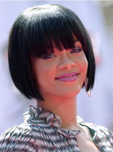 Intian Remy-Hiusta 10" Musta Ylin Leukapituinen Suora Rihanna Peruukit