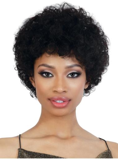 Kiharat Musta Koneellisesti Ommeltu Aidoista Hiuksista Suunniteltu Afroamerikkalaiset Hiukset
